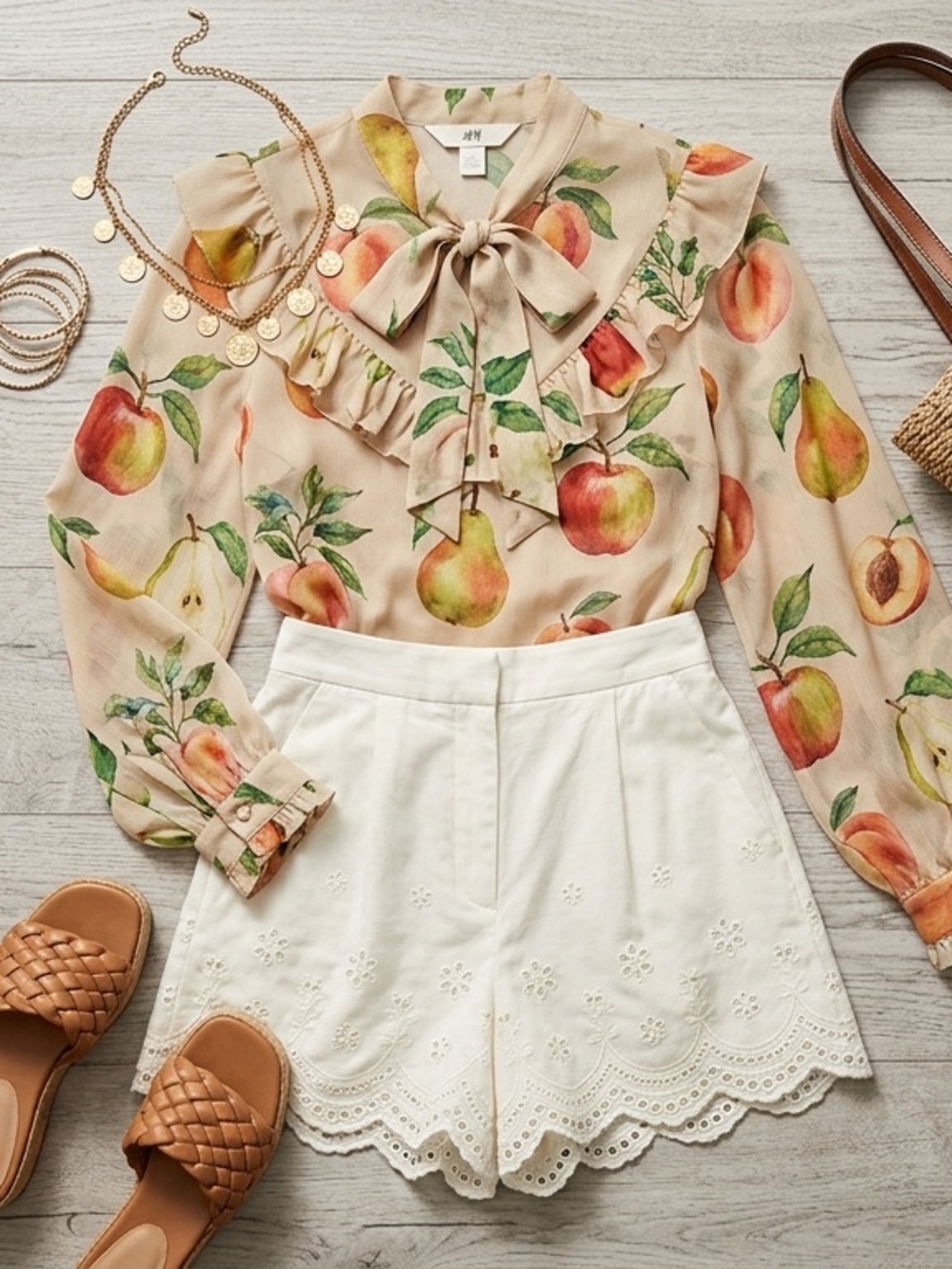 Archival H&M Garden Collection 2pc Set - Blouse & Eyelet Shorts Sz. 2